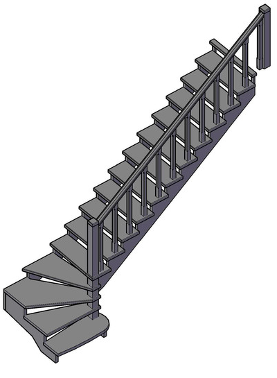 Г - Образная лестница с забежными ступенями на 90