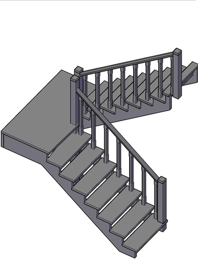 П - Образная лестница с площадкой на 180