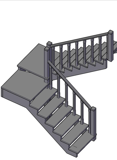 П - Образная лестница на 180 с двумя площадками