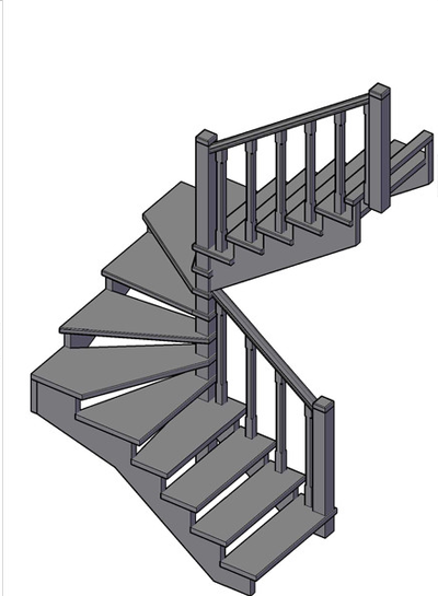 П - Образная лестница на 180 с забежными ступенями
