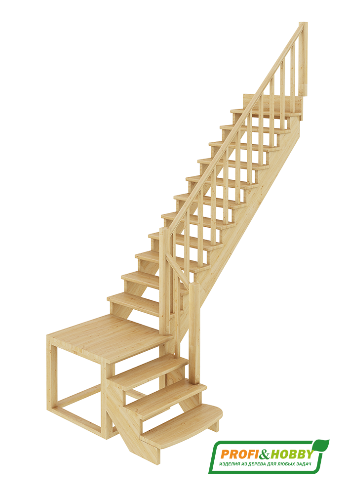 Фотография готовой деревянной лестницы К-002м/1