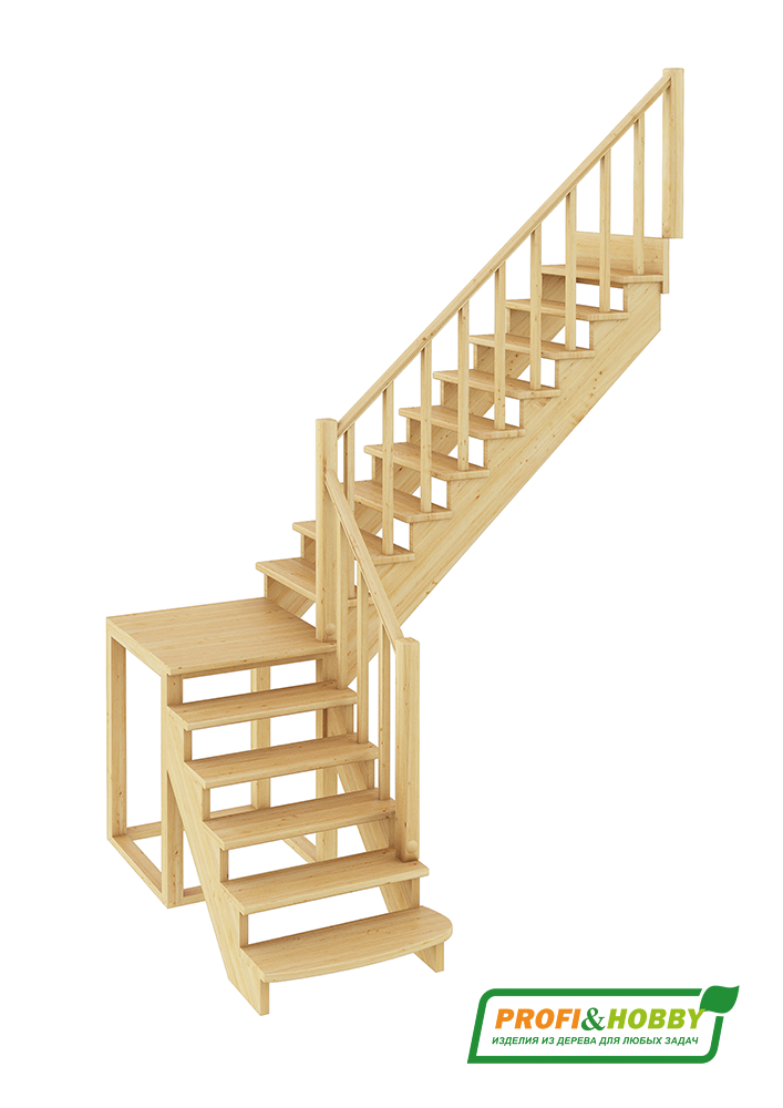 Фотография готовой деревянной лестницы К-002м/3